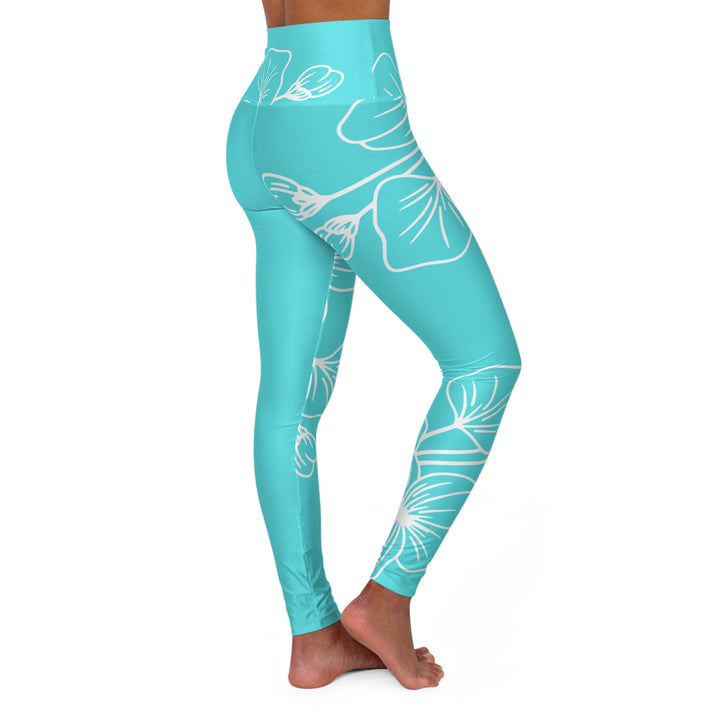 Womens High-waist Fitness Legging Yoga Pants Floral Cyan Blue 7022523 - Womens