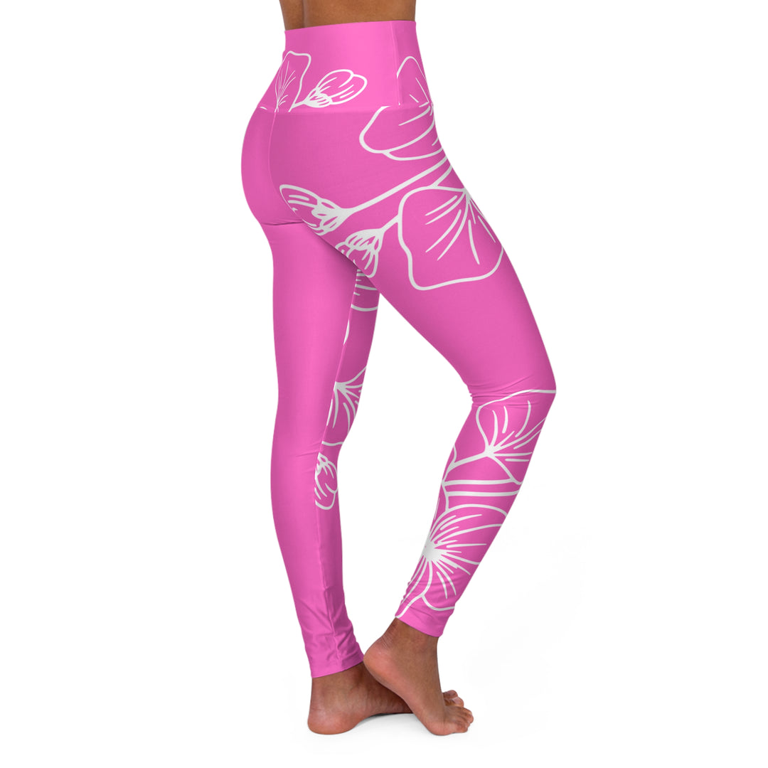 Womens High-waist Fitness Legging Yoga Pants Pink Floral 7022623 - Womens