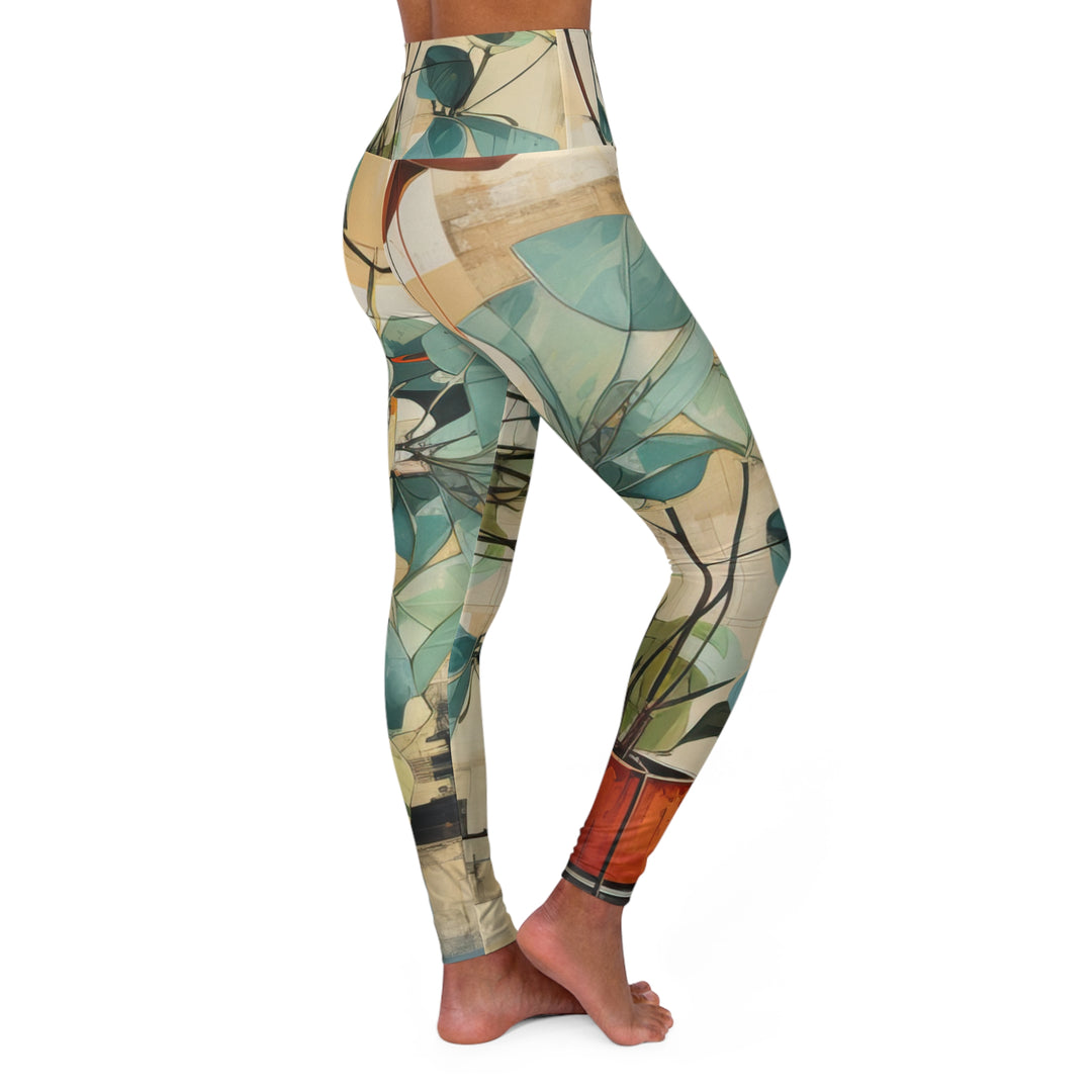 Womens High-waist Fitness Legging Yoga Pants Rustic Botanical Plants - Womens