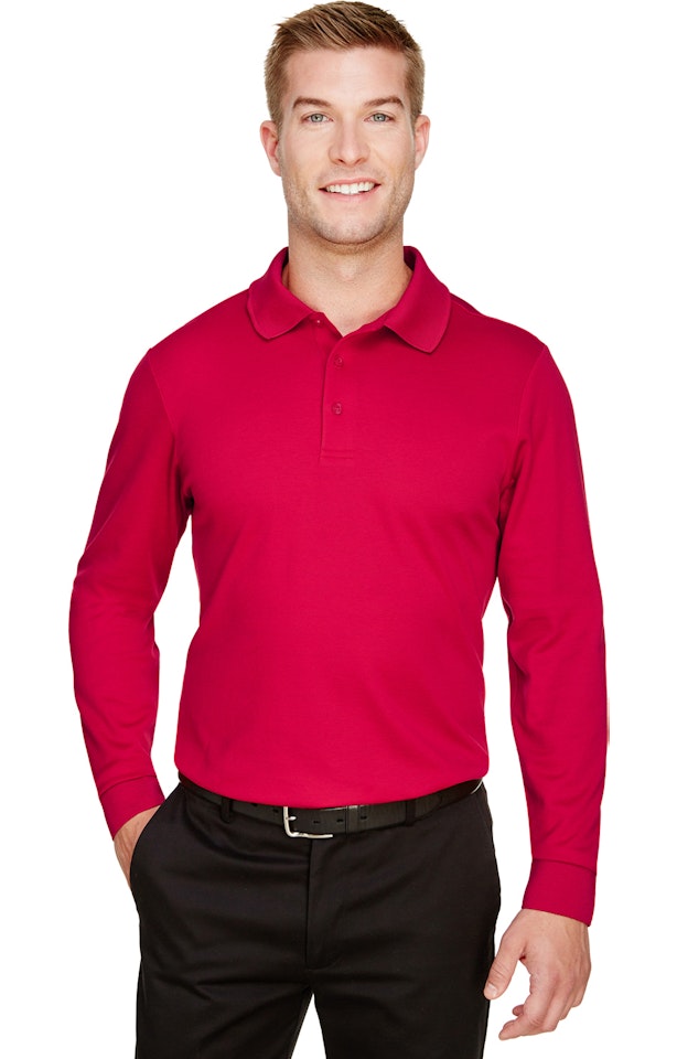 Devon & Jones CrownLux Performance Men's Plaited Long Sleeve Polo | Embroidery