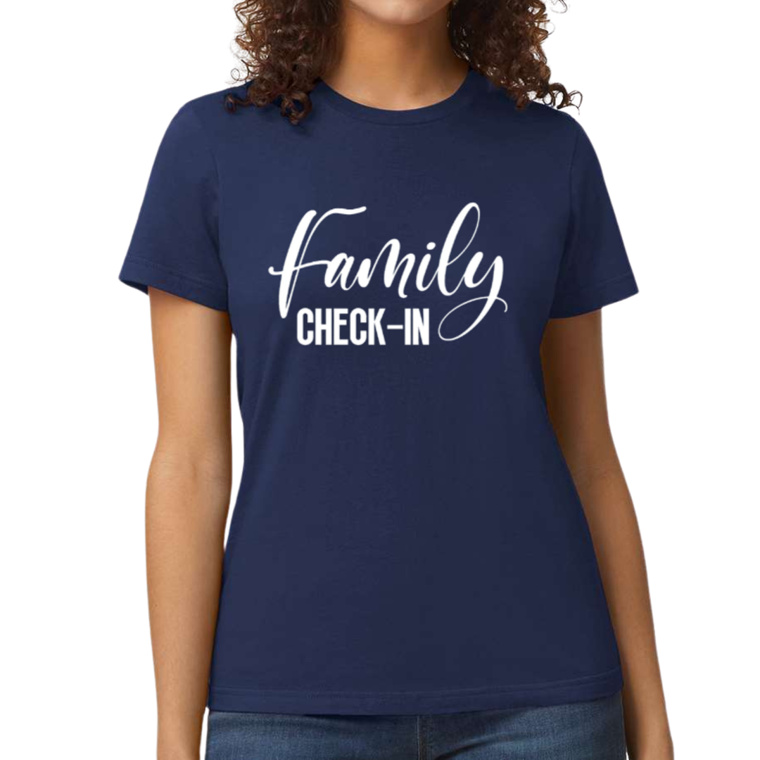 Womens Graphic T-Shirt Family Check-in | Family Gathering Apparel