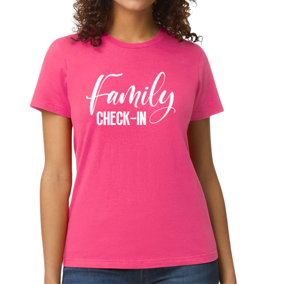 Womens Graphic T-Shirt Family Check-in | Family Gathering Apparel