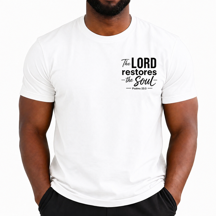 Graphic T-Shirt Inspirational Apparel inspired by Biblical Scripture Psalm 23:3