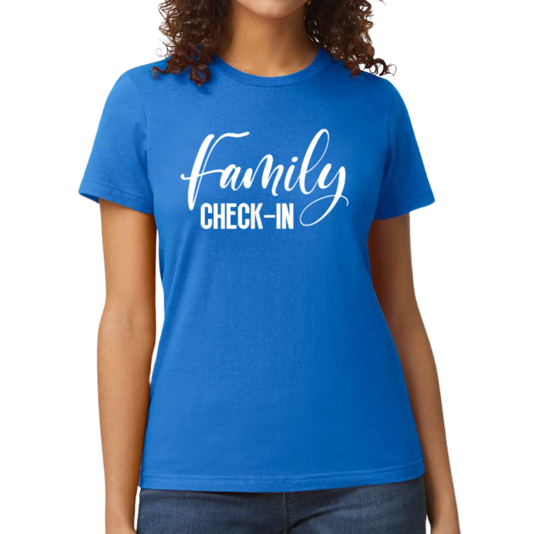 Womens Graphic T-Shirt Family Check-in | Family Gathering Apparel