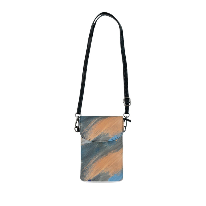 Abstract Blue Orange Grey Pattern Crossbody Cell Phone Wallet Purse - Bags