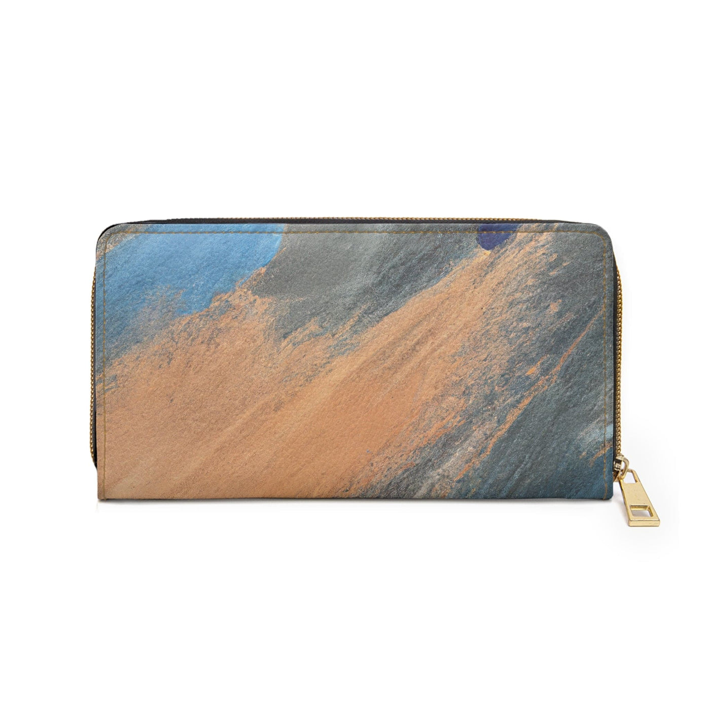 Abstract Blue Orange Grey Pattern Womens Zipper Wallet Clutch Purse - Bags