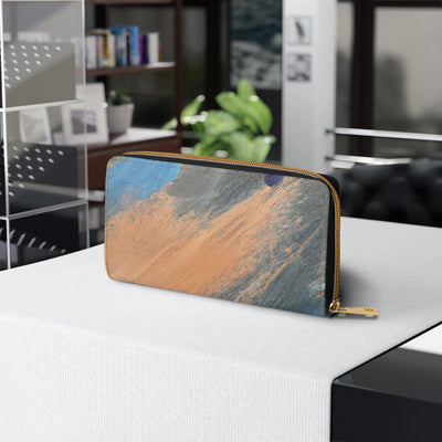 Abstract Blue Orange Grey Pattern Womens Zipper Wallet Clutch Purse - Bags |