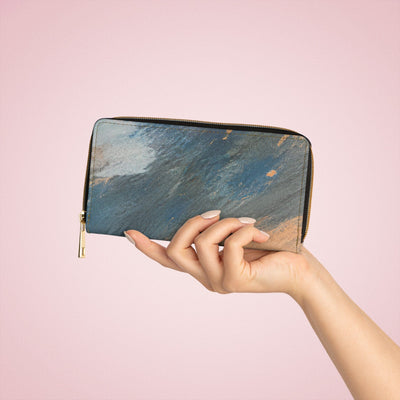 Abstract Blue Orange Grey Pattern Womens Zipper Wallet Clutch Purse - Bags |