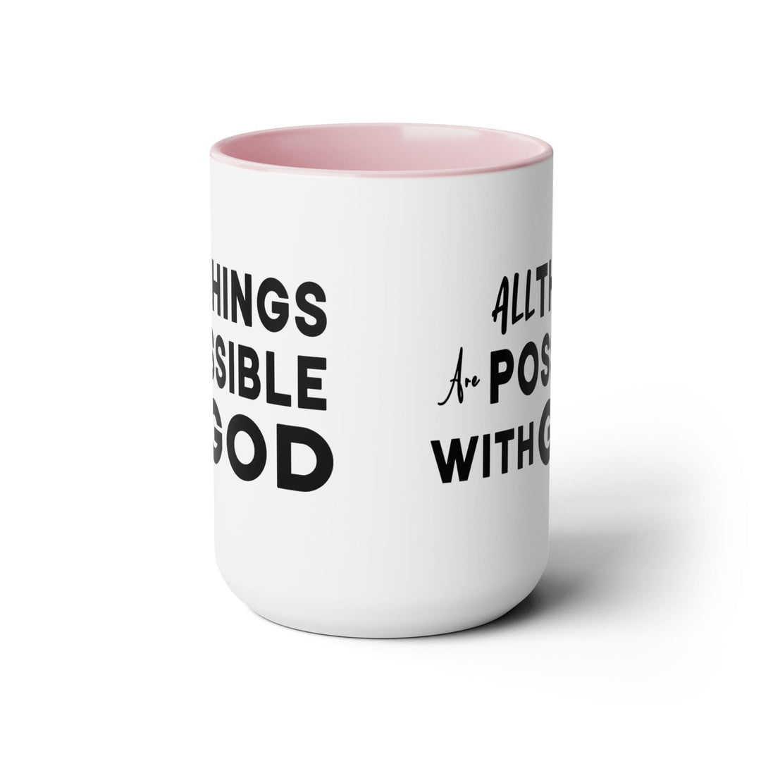 Accent Ceramic Coffee Mug 15oz - All Things Are Possible With God Black