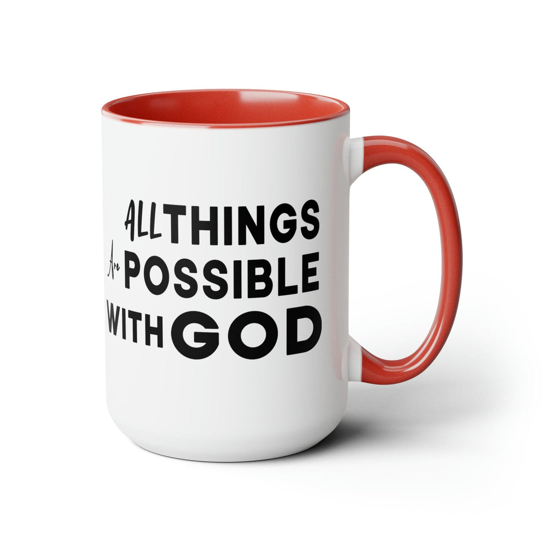 Accent Ceramic Coffee Mug 15oz - All Things Are Possible With God Black