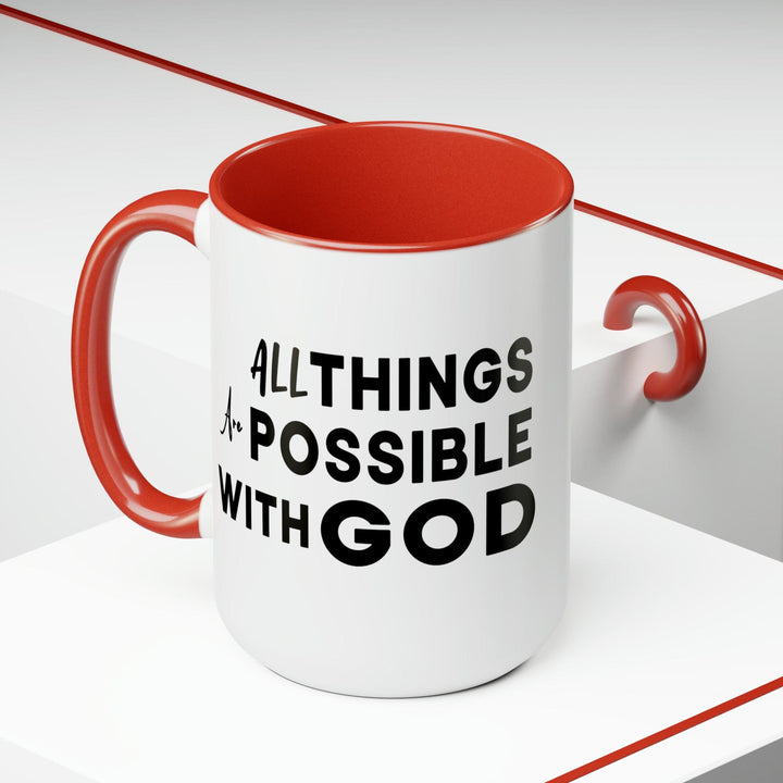 Accent Ceramic Coffee Mug 15oz - All Things Are Possible With God Black