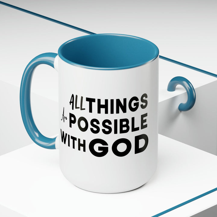 Accent Ceramic Coffee Mug 15oz - All Things Are Possible With God Black