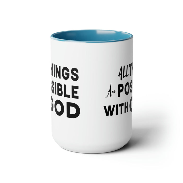 Accent Ceramic Coffee Mug 15oz - All Things Are Possible With God Black