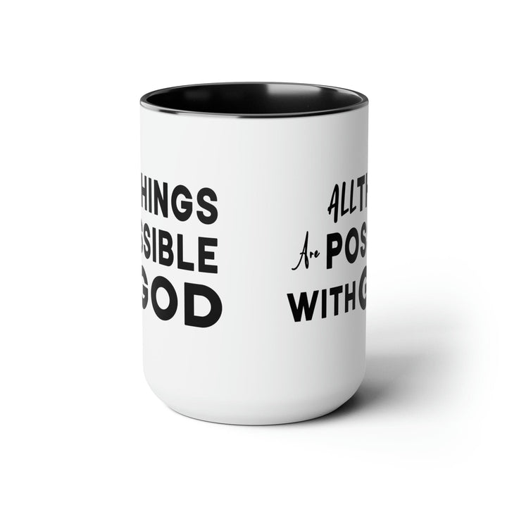 Accent Ceramic Coffee Mug 15oz - All Things Are Possible With God Black