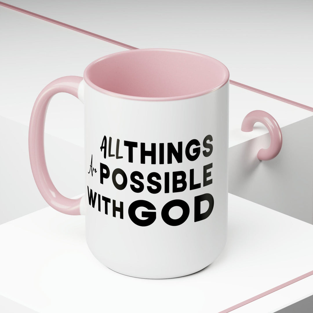 Accent Ceramic Coffee Mug 15oz - All Things Are Possible With God Black