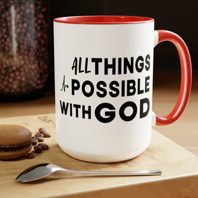 Accent Ceramic Coffee Mug 15oz - All Things Are Possible With God Black