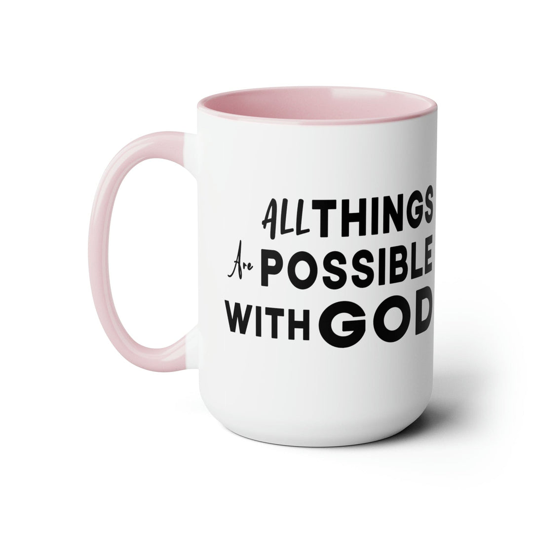 Accent Ceramic Coffee Mug 15oz - All Things Are Possible With God Black