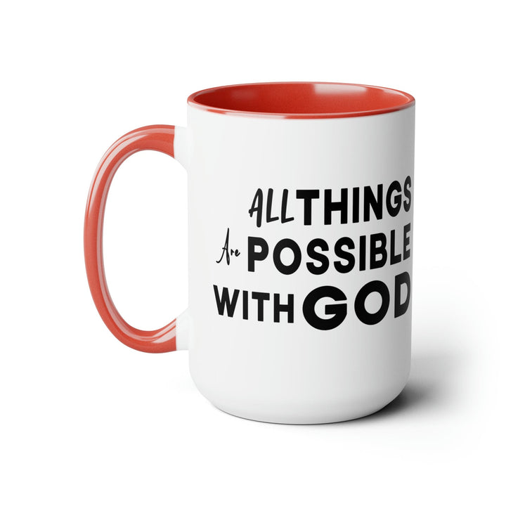 Accent Ceramic Coffee Mug 15oz - All Things Are Possible With God Black