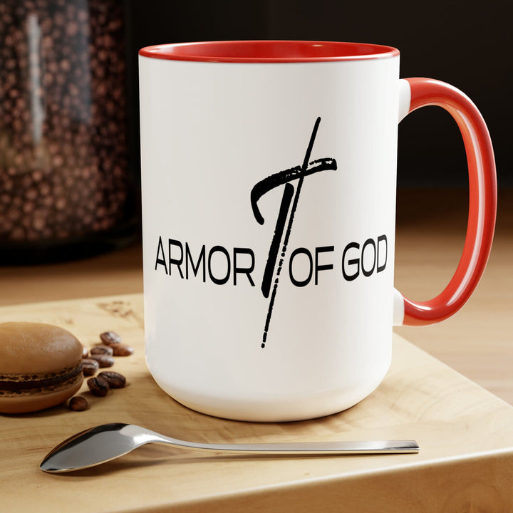 Accent Ceramic Coffee Mug 15oz - Armor of God Black Illustration - Decorative