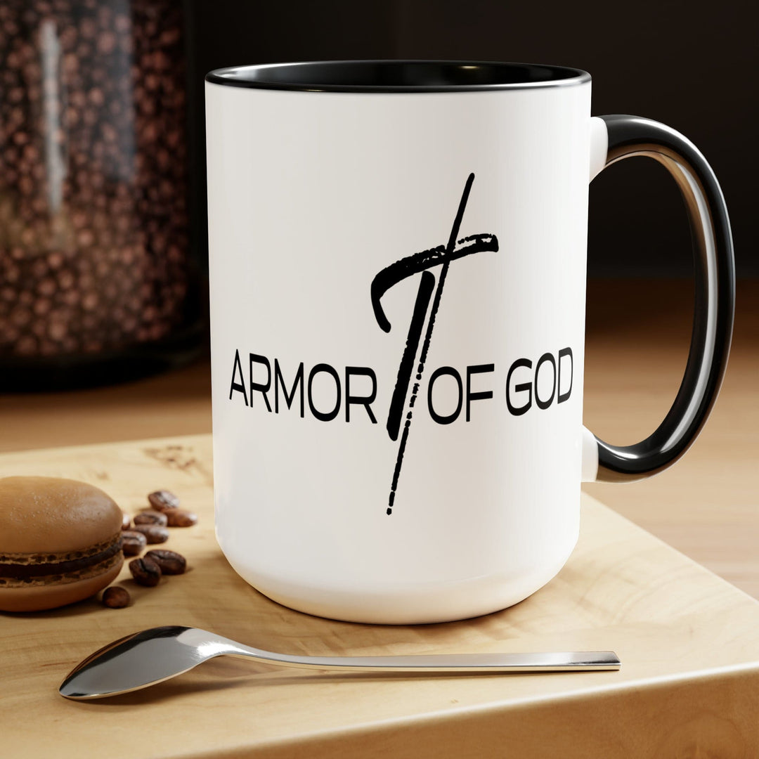 Accent Ceramic Coffee Mug 15oz - Armor of God Black Illustration - Decorative