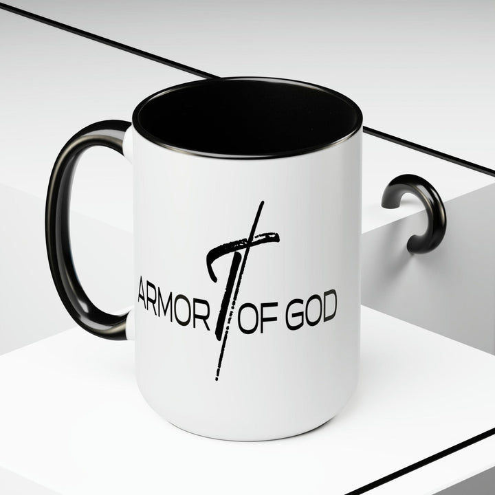 Accent Ceramic Coffee Mug 15oz - Armor of God Black Illustration - Decorative