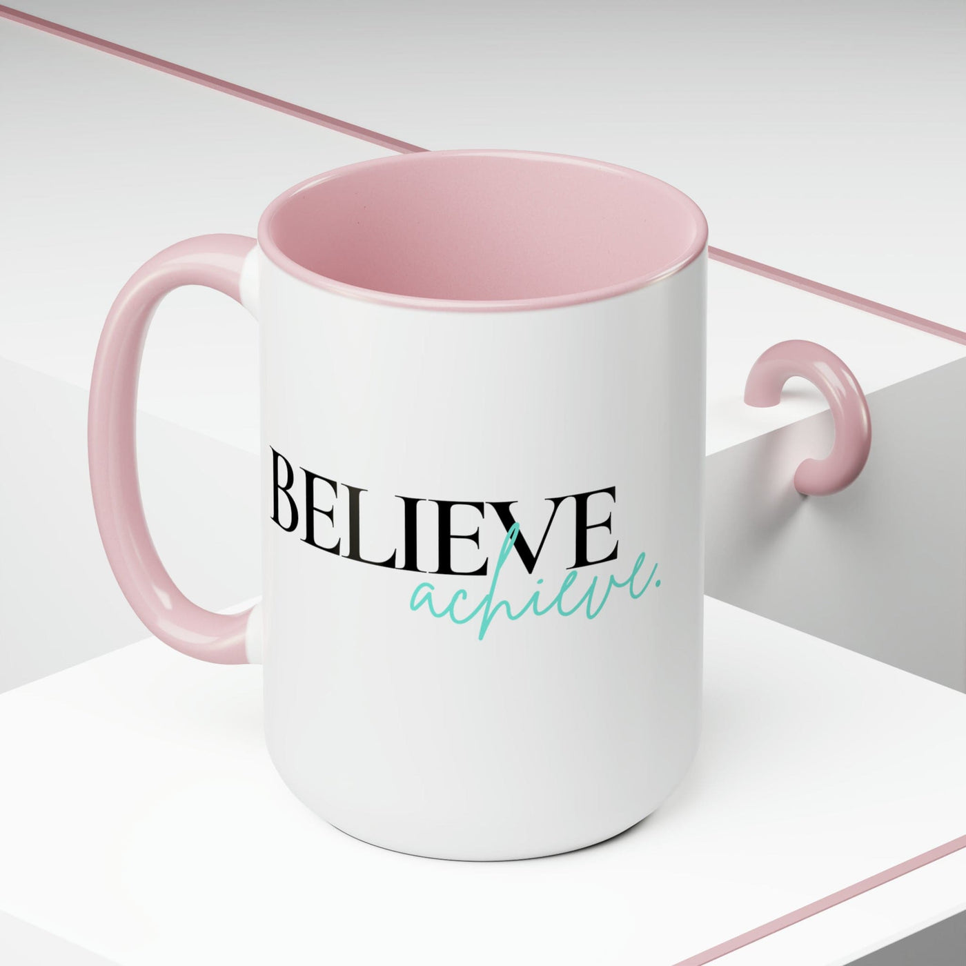 Accent Ceramic Coffee Mug 15oz - Believe And Achieve - Inspirational Motivation