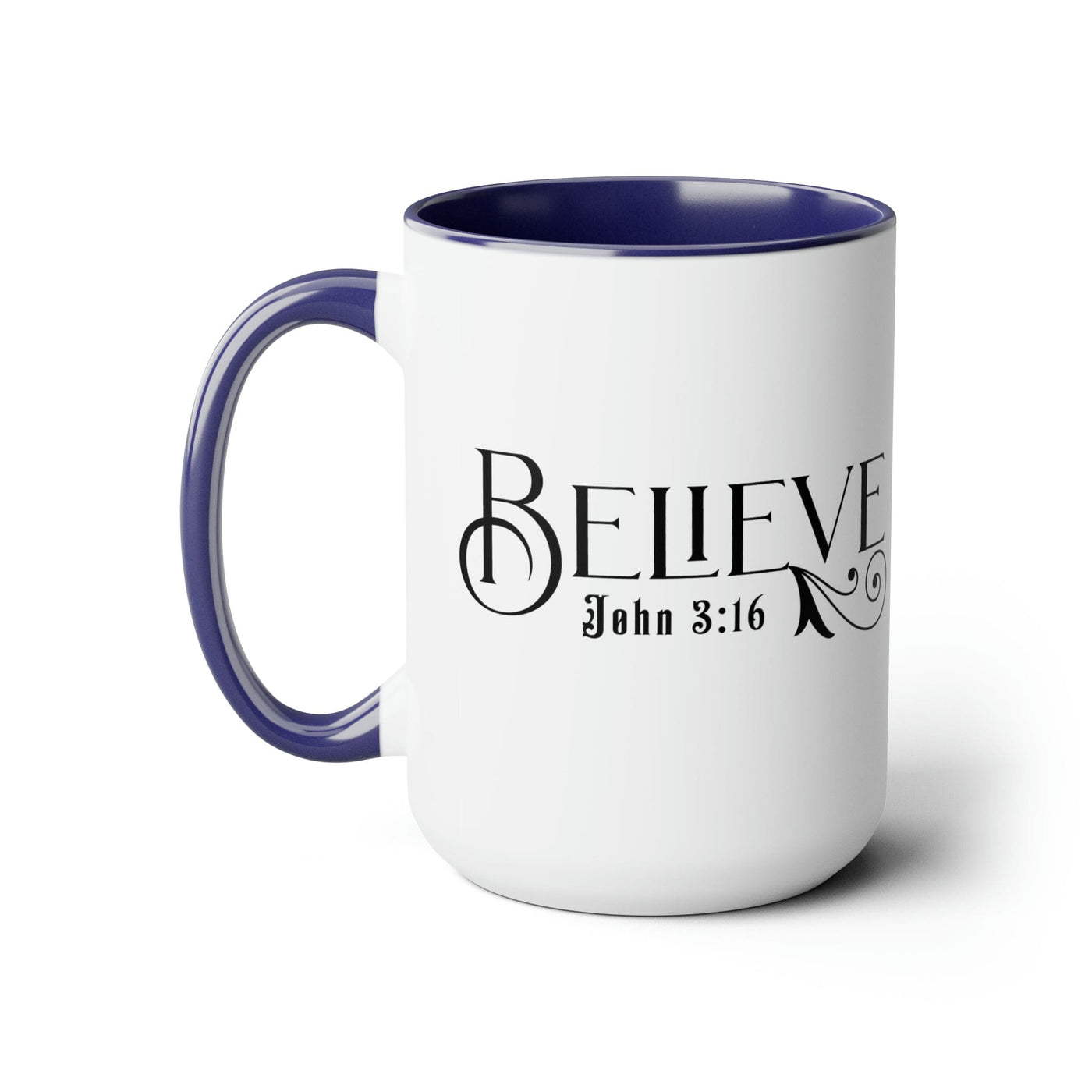 Accent Ceramic Coffee Mug 15oz - Believe John 3:16 Black Illustration -