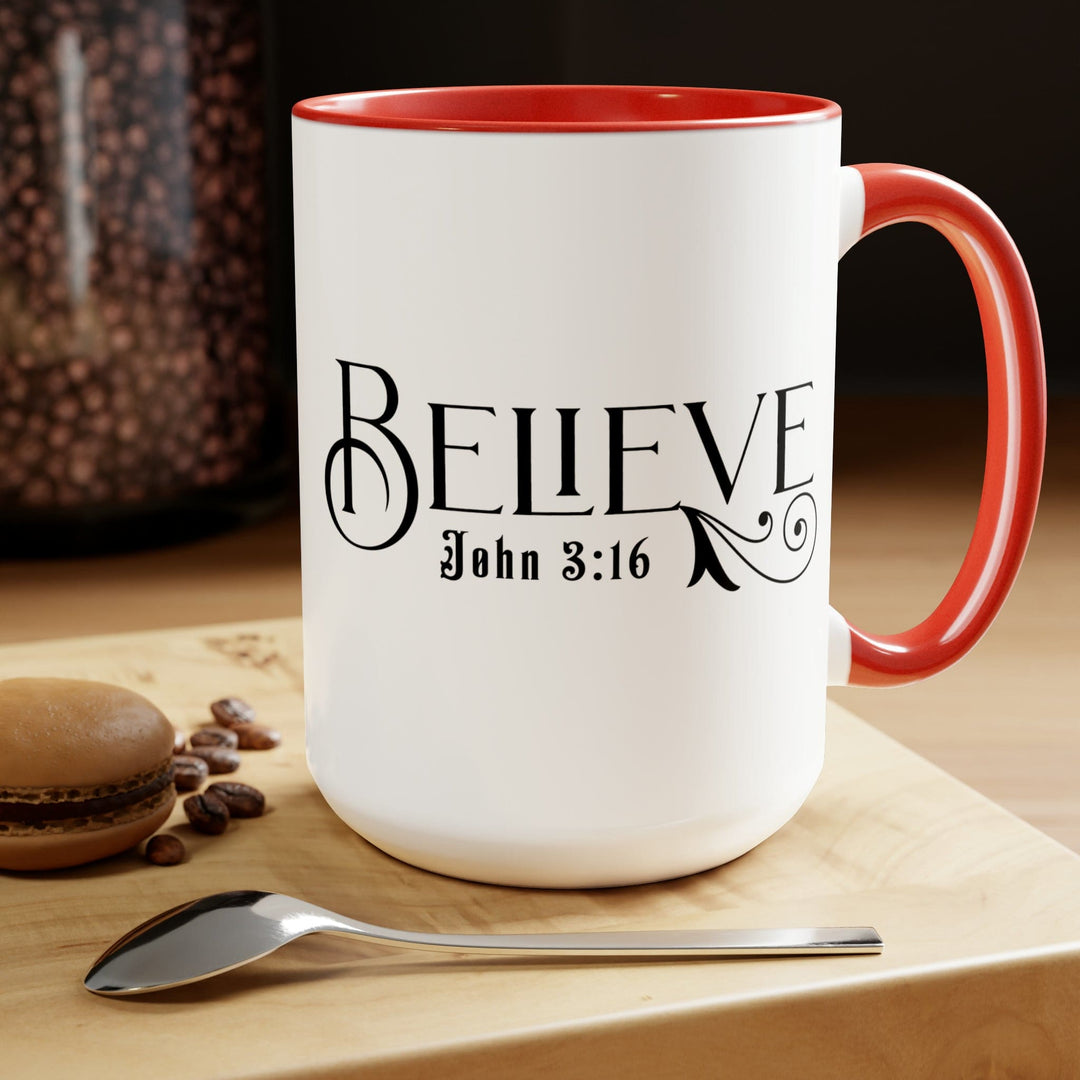 Accent Ceramic Coffee Mug 15oz - Believe John 3:16 Black Illustration