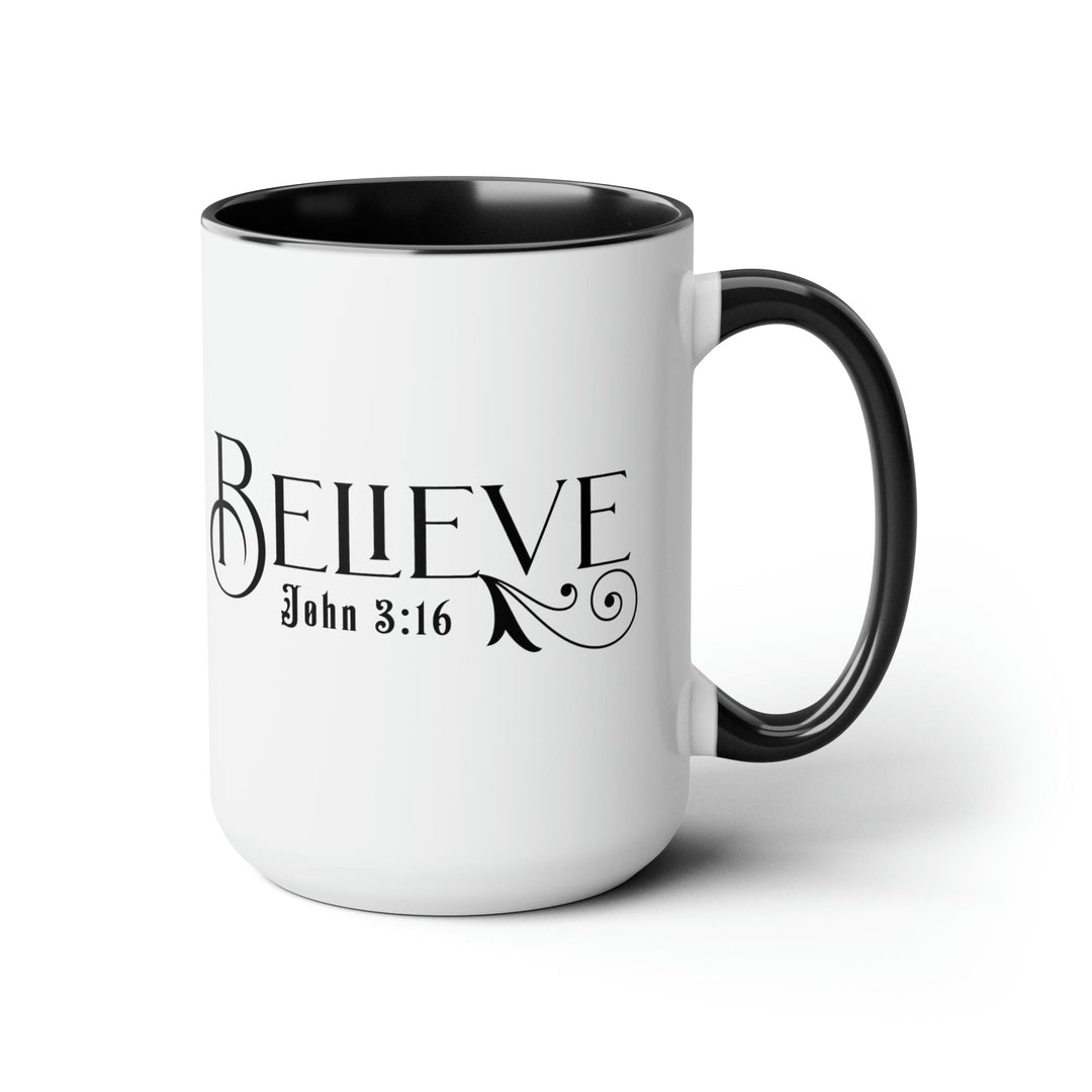 Accent Ceramic Coffee Mug 15oz - Believe John 3:16 Black Illustration