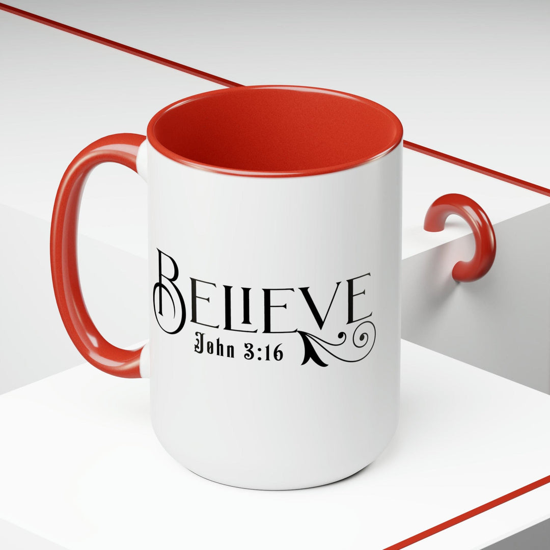 Accent Ceramic Coffee Mug 15oz - Believe John 3:16 Black Illustration