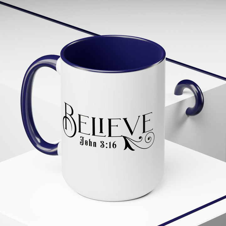 Accent Ceramic Coffee Mug 15oz - Believe John 3:16 Black Illustration