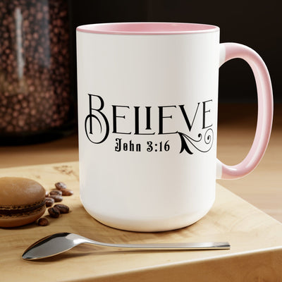 Accent Ceramic Coffee Mug 15oz - Believe John 3:16 Black Illustration