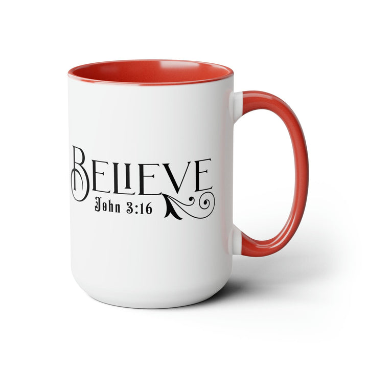 Accent Ceramic Coffee Mug 15oz - Believe John 3:16 Black Illustration