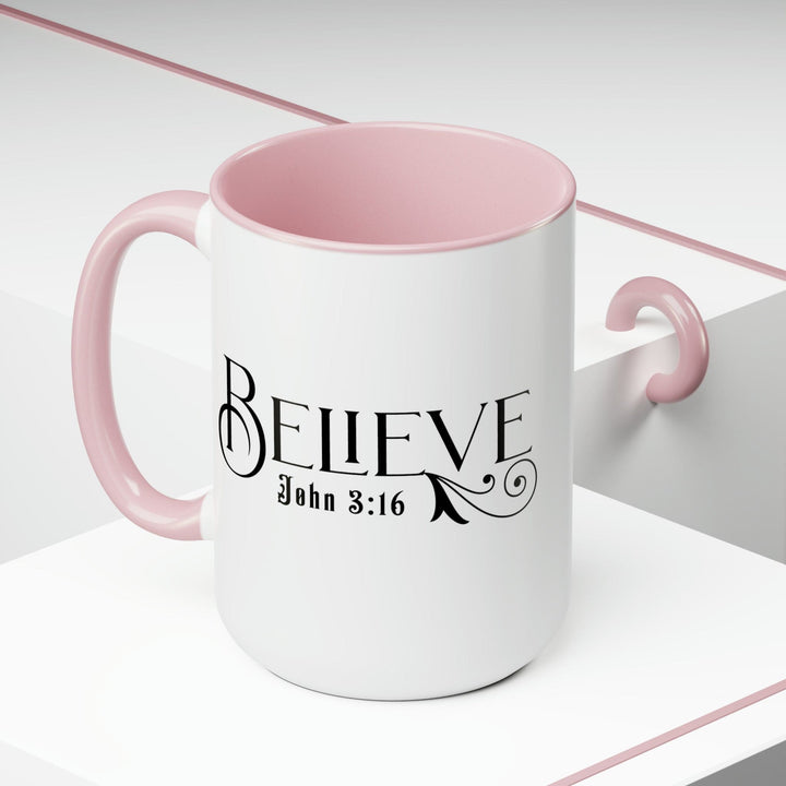 Accent Ceramic Coffee Mug 15oz - Believe John 3:16 Black Illustration