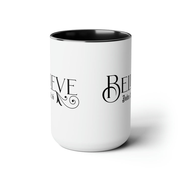 Accent Ceramic Coffee Mug 15oz - Believe John 3:16 Black Illustration