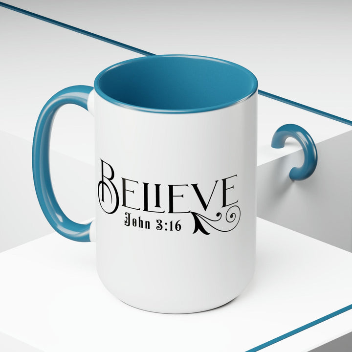 Accent Ceramic Coffee Mug 15oz - Believe John 3:16 Black Illustration