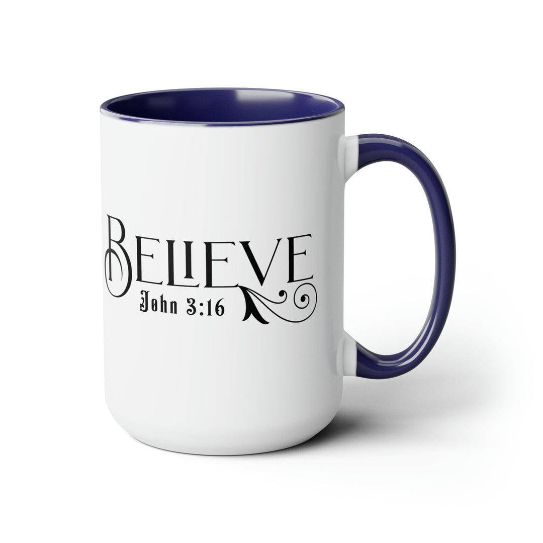 Accent Ceramic Coffee Mug 15oz - Believe John 3:16 Black Illustration