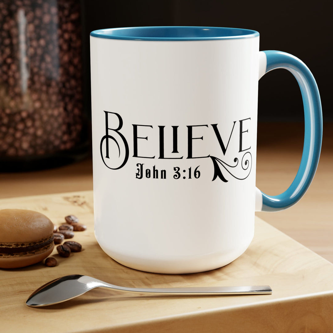 Accent Ceramic Coffee Mug 15oz - Believe John 3:16 Black Illustration