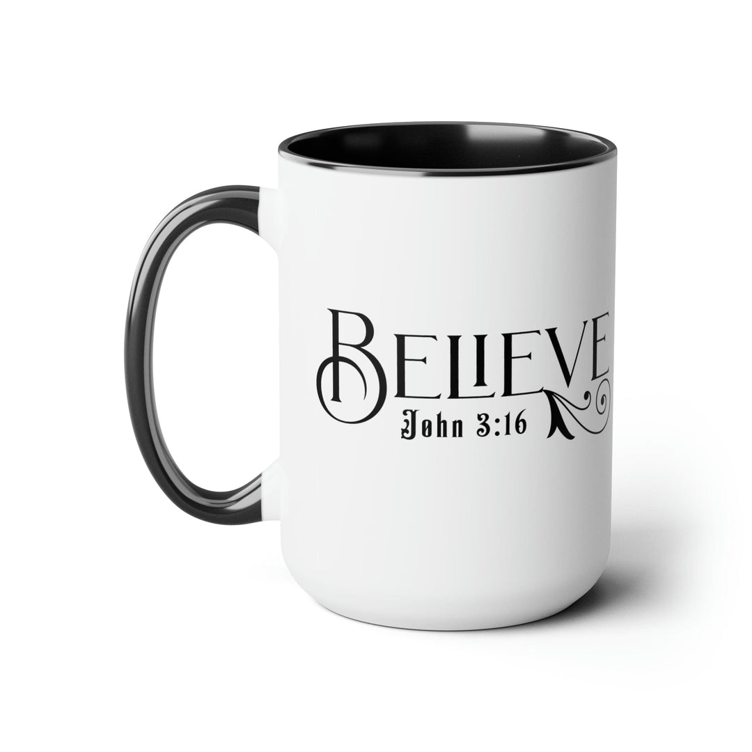 Accent Ceramic Coffee Mug 15oz - Believe John 3:16 Black Illustration