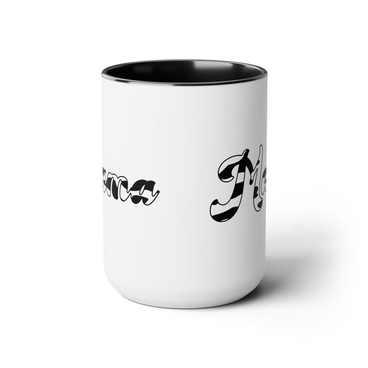 Accent Ceramic Coffee Mug 15oz - Black And White Abstract Mama Pattern