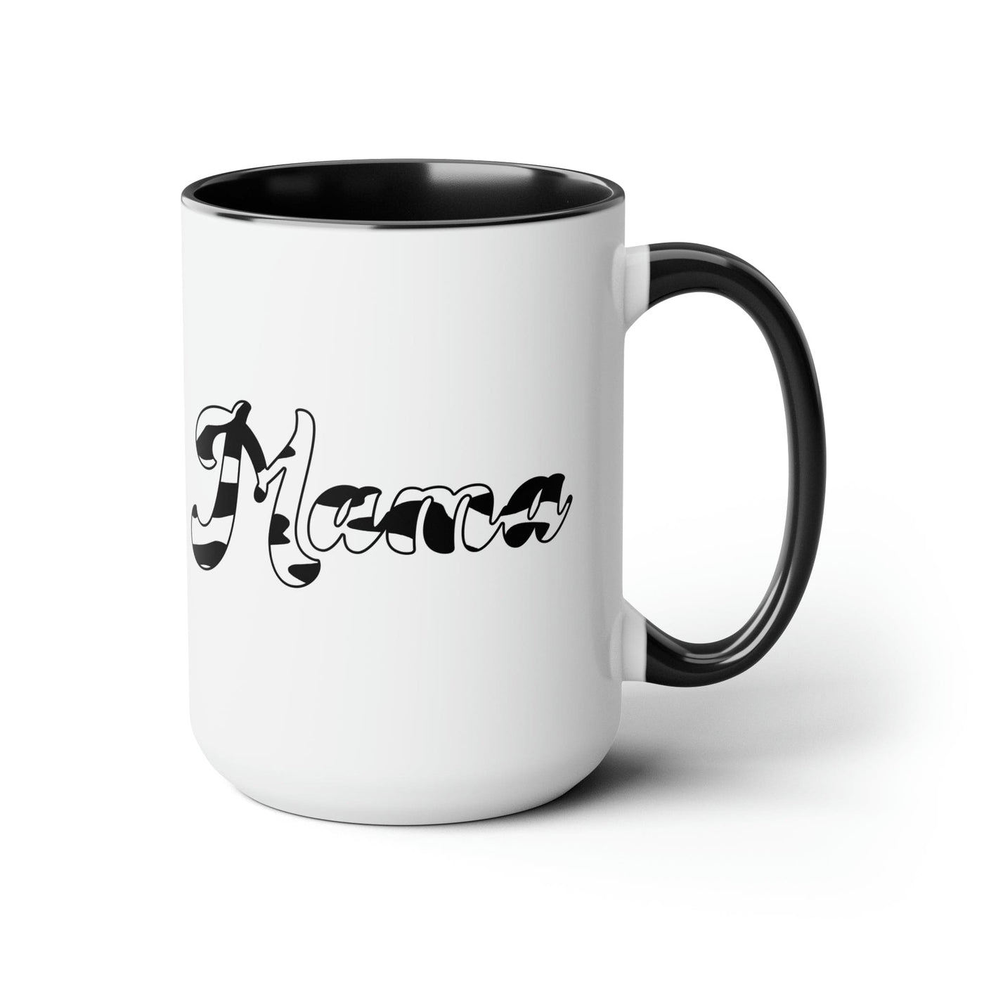 Accent Ceramic Coffee Mug 15oz - Black And White Abstract Mama Pattern