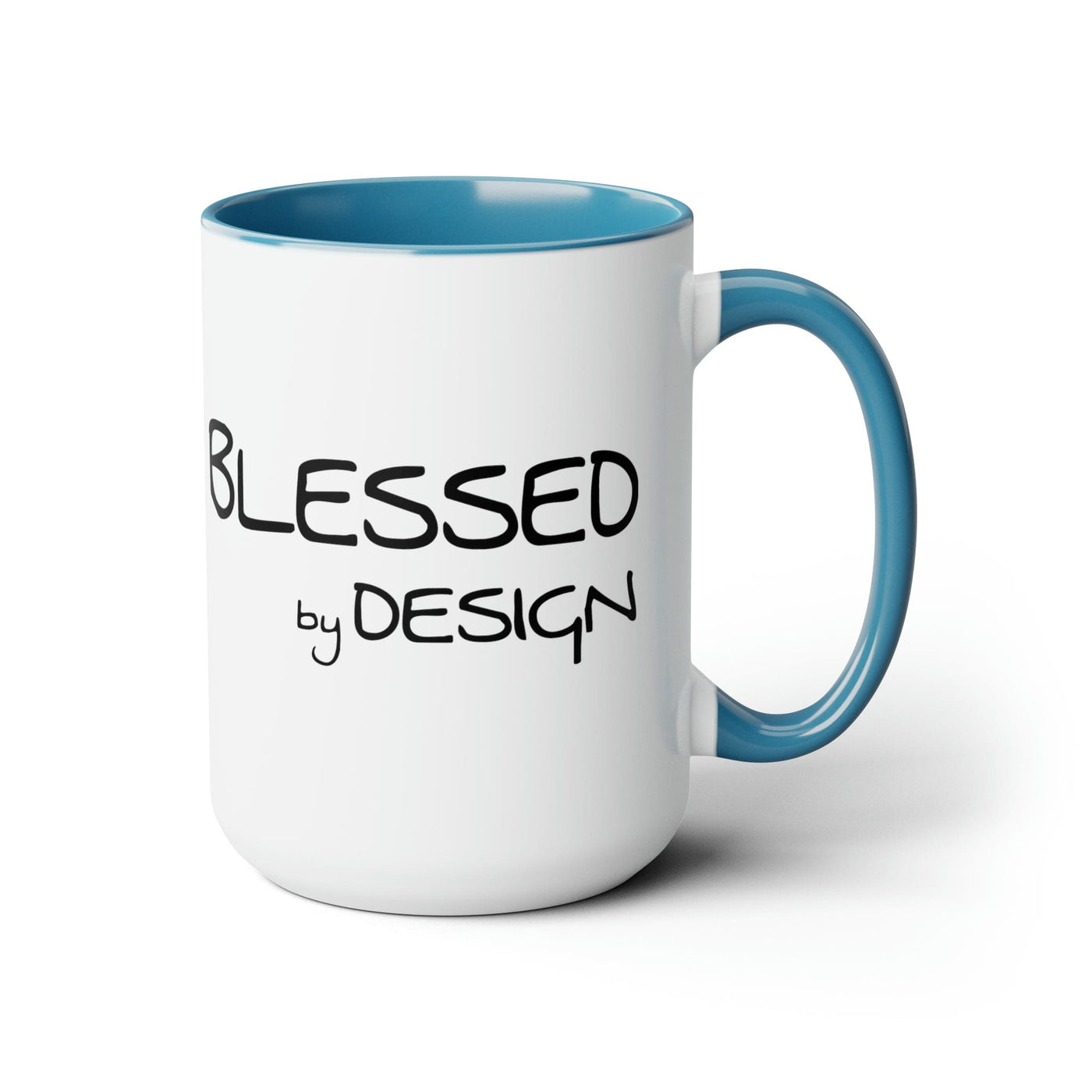 Accent Ceramic Coffee Mug 15oz - Blessed By Design - Inspirational Affirmation -