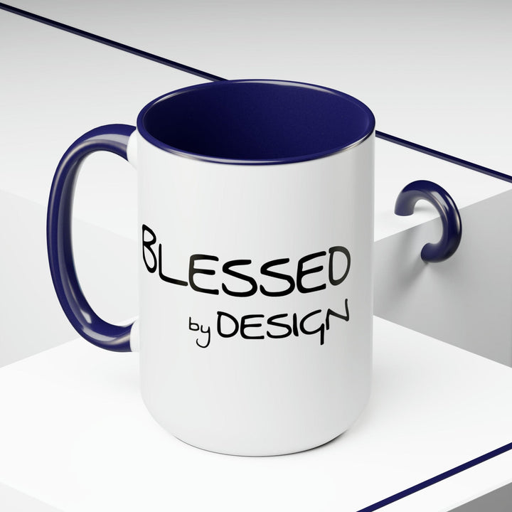 Accent Ceramic Coffee Mug 15oz - Blessed By Design - Inspirational Affirmation