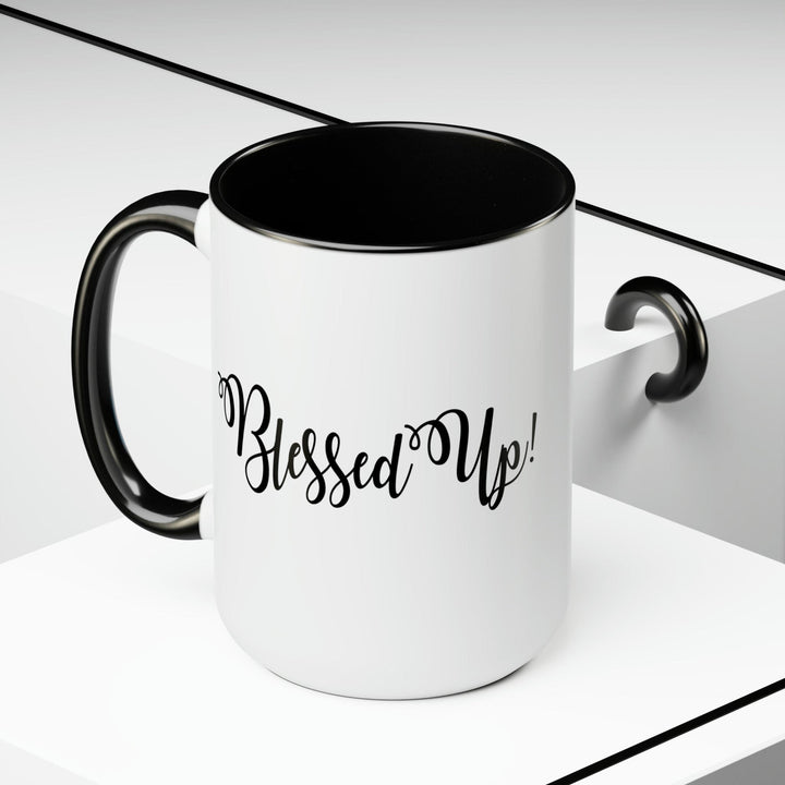 Accent Ceramic Coffee Mug 15oz - Blessed Up Quote Black Illustration