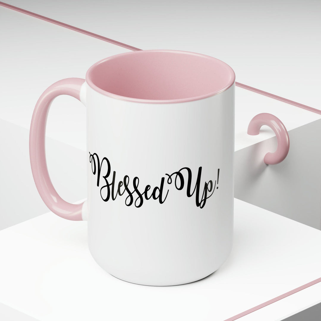 Accent Ceramic Coffee Mug 15oz - Blessed Up Quote Black Illustration