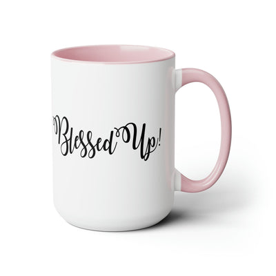 Accent Ceramic Coffee Mug 15oz - Blessed Up Quote Black Illustration -