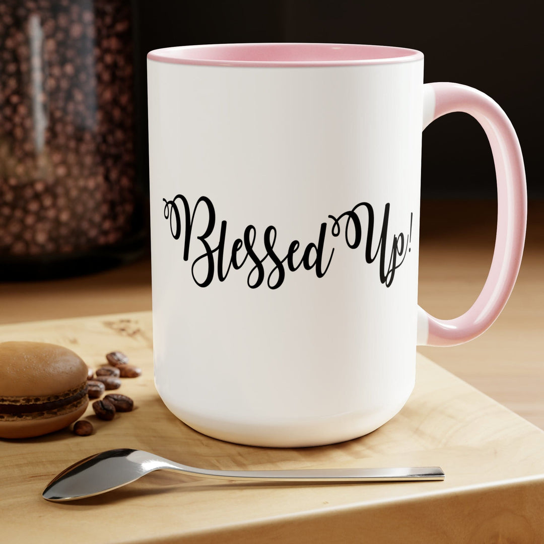 Accent Ceramic Coffee Mug 15oz - Blessed Up Quote Black Illustration