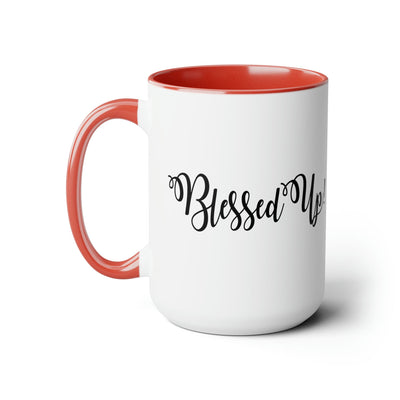 Accent Ceramic Coffee Mug 15oz - Blessed Up Quote Black Illustration -
