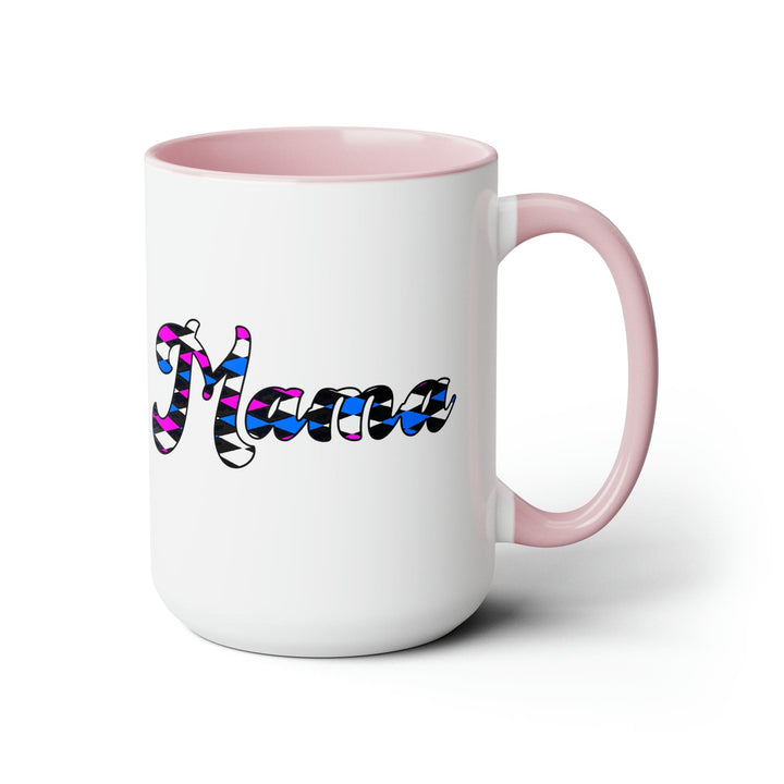 Accent Ceramic Coffee Mug 15oz - Checkered Pink White Blue Mama Pattern