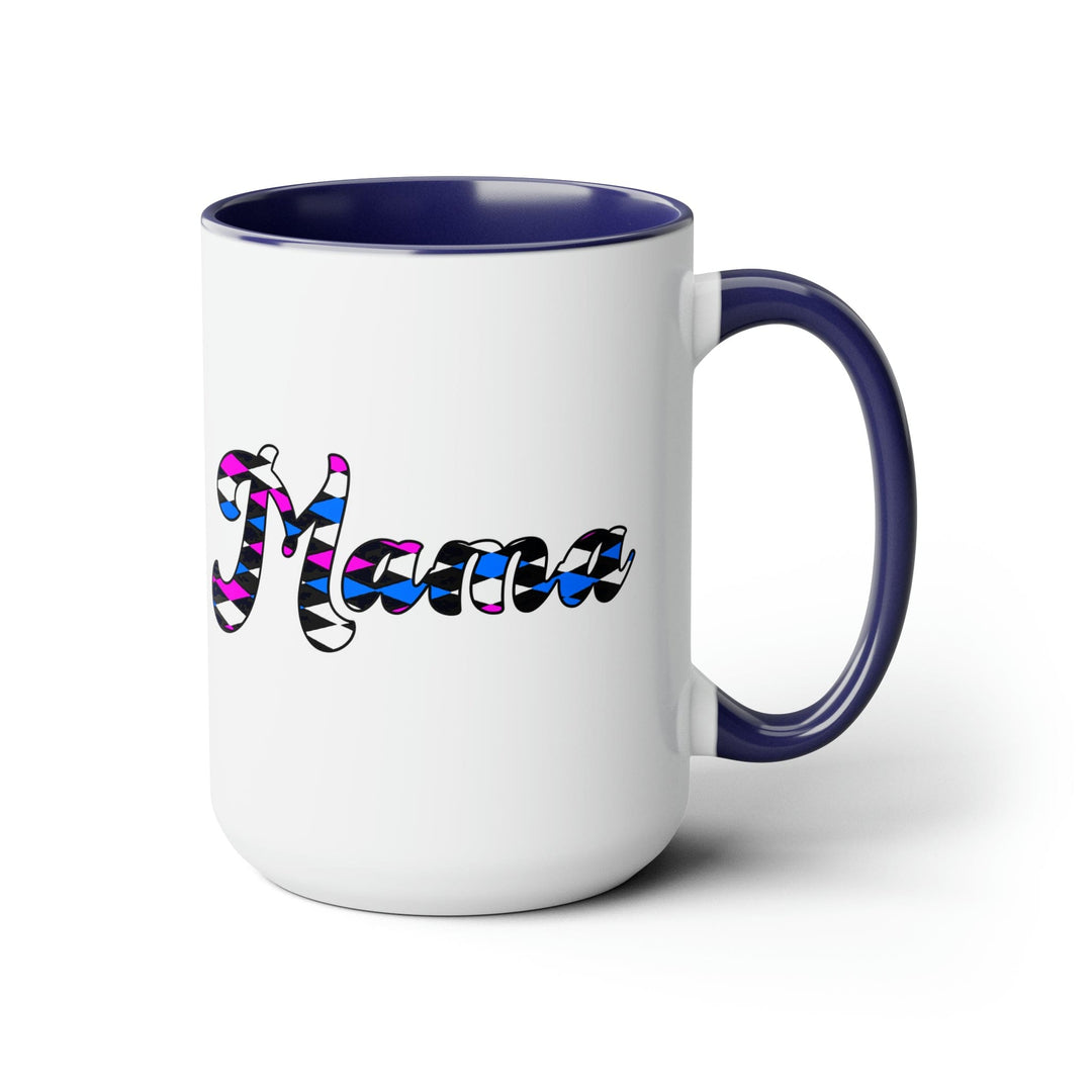 Accent Ceramic Coffee Mug 15oz - Checkered Pink White Blue Mama Pattern